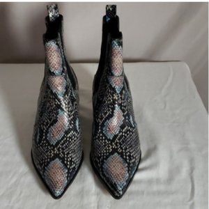 NEW PAIGE Willa Blue Snakeskin Boot